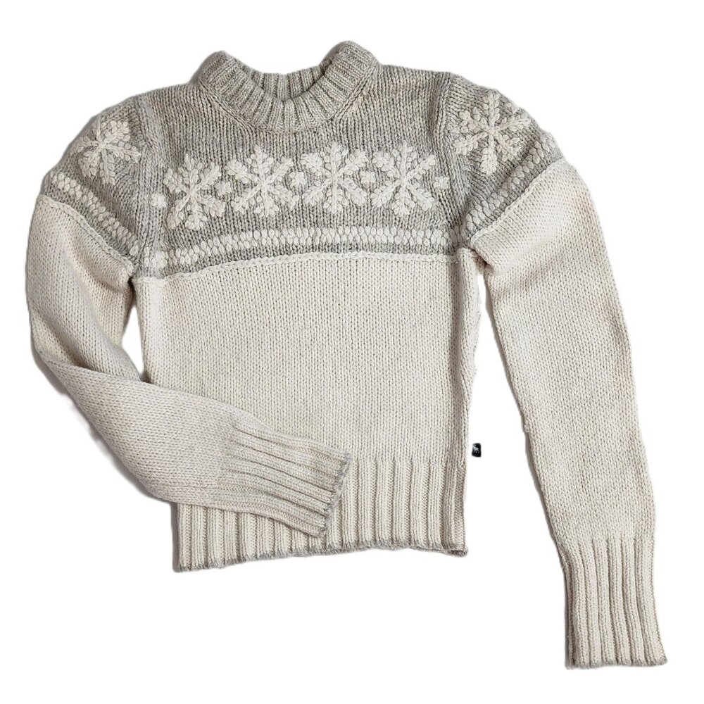 Abercrombie&Fitch Womens WinterWhite&Gray Lambswool Blend Snowflake Sweater